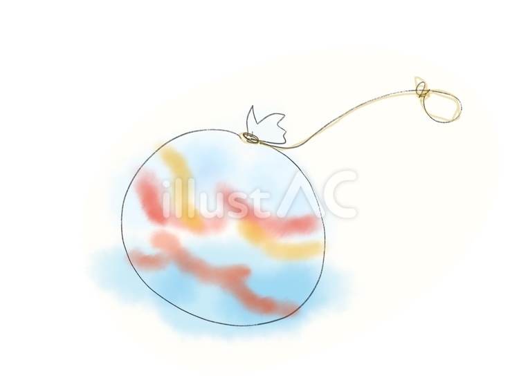 水風船（手描き　水彩）単品 水風船,ヨーヨー,夏のイラスト素材