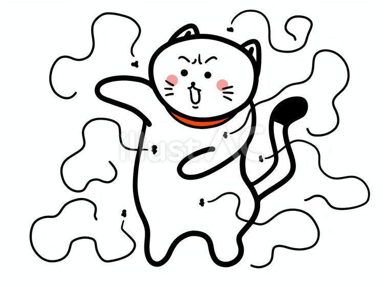 たくさんの蚊と猫 猫,蚊,夏のイラスト素材