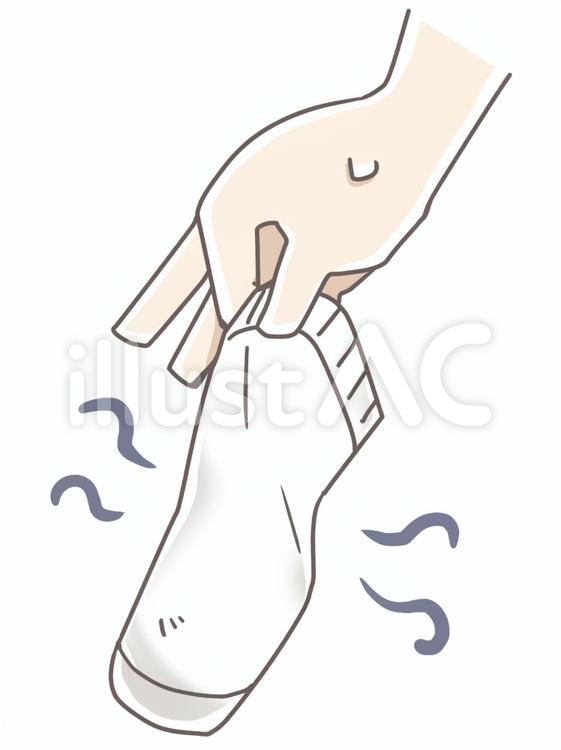 汚い靴下をつまみ上げる手 手,汚い,靴下のイラスト素材