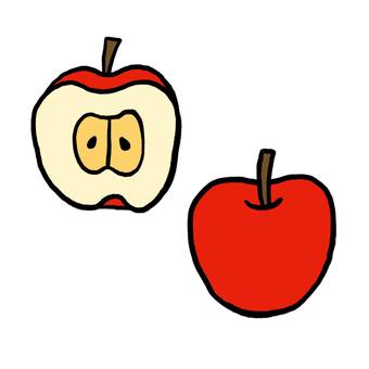 Illustration, apple, red, cut, 