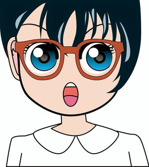 話す女子　 話す,意見,会話,眼鏡,女子,目,前髪,口,アニメ,ショートカットのイラスト素材