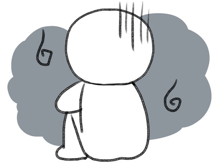 落ち込む棒人間 棒人間,人物,落ち込む,鬱,悲しい,手描き,落書き,表情,黒,シンプルのイラスト素材