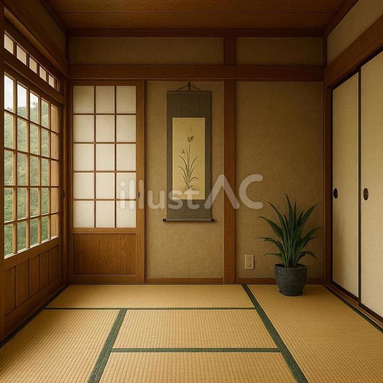 和室－2 和室,畳,掛け軸のイラスト素材