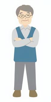 おじいさん2 シニア男性,シニア,おじいさん,眼鏡,老眼,年寄り,男性,老人,正面,年配のイラスト素材