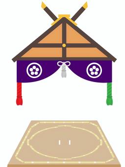 土俵と吊り屋根の背景フレーム 土俵と吊り屋根の背景フレーム 土俵,吊り屋根,屋根,相撲,大相撲,フレーム,背景,土俵入り,大関,横綱のイラスト素材