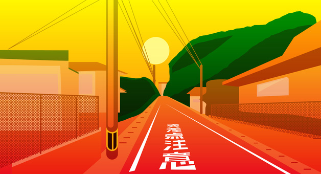 Illustration, evening, setting sun, sunset, 