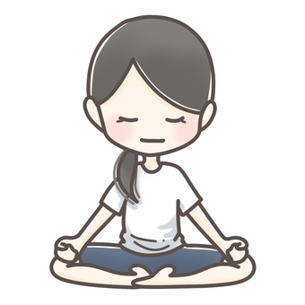 ヨガをする女性 女の子,女性,かわいい,人物,ヨガ,健康,美容,ヘルスケア,ストレッチ,リラックスのイラスト素材