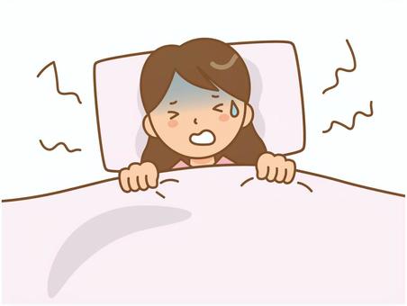 悪夢にうなされる女性 悪夢にうなされる女性 悪夢,うなされる,眠れない,不眠,不眠症,冷や汗,寝苦しい,睡眠障害,寝付けない,睡眠のイラスト素材
