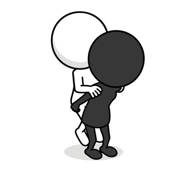 おんぶする棒人間 棒人間,おんぶ,背負う,助ける,支える,運ぶ,介助,協力,援助,サポートのイラスト素材