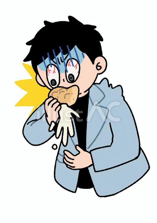 シューのクリームが反対側から出ちゃう！ シュークリーム,おやつ,洋菓子のイラスト素材