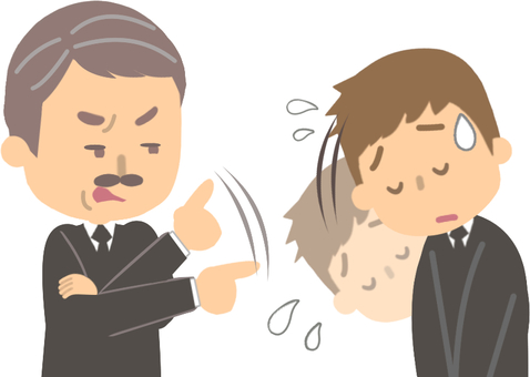 しつこくダメ出しする男性と平謝りする男性 しつこくダメ出しする男性と平謝りする男性 嫌味,説教,怒る,揚げ足,ケチ,しつこい,執拗,粘着質,ネチネチ,細かいのイラスト素材