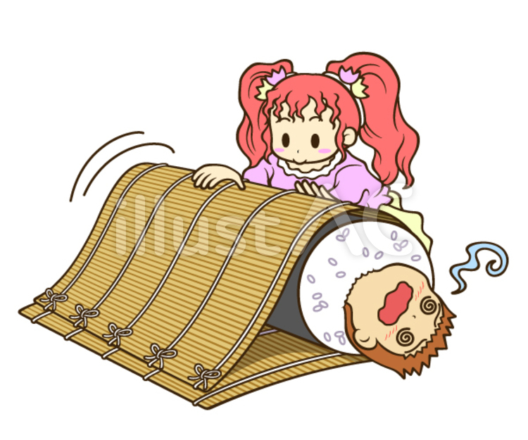 恵方巻き 子供,こども,女の子のイラスト素材