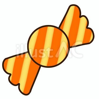 黄色と橙色の斜めストライプのキャンディ