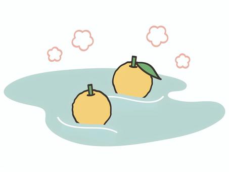 柚子風呂 柚子風呂,お風呂,風呂,入浴,温泉,柚子,柚子湯,露天風呂,バスタイム,お湯のイラスト素材