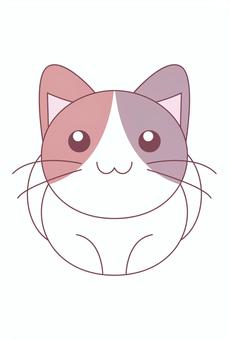 はちわれ三毛猫さんの香箱座りカード 正面 はちわれ三毛猫さんの香箱座りカード 正面 猫,香箱座り,正面,デフォルメ,かわいい,三毛猫,はちわれのイラスト素材