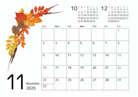 2025年11月カレンダー 紅葉 2 2025年11月カレンダー 紅葉 2 カレンダー,11月,2025,スケジュール,月間,前月,次月,余白,シンプル,イラストのイラスト素材