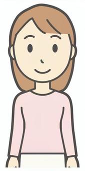 正面を向いて微笑んでいる若い女性 正面,女性,女の子,人物,かわいい,バストアップ,上半身,若い,挿絵,素材のイラスト素材