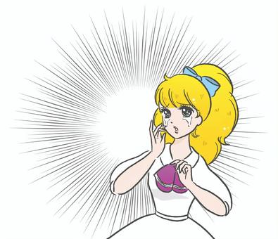 昭和風少女４８集中線付き 少女漫画,女の子,レトロ,古風,漫画,集中線,効果,女性,昭和,悲劇のイラスト素材