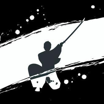 侍切る 侍,武士,刀,着物,シルエット,切る,昔,江戸,歴史,墨のイラスト素材