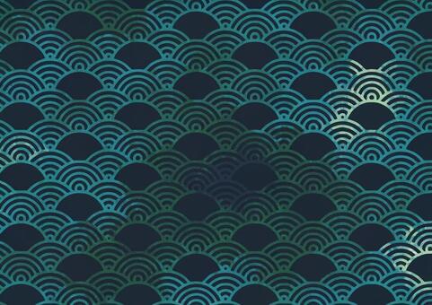 青と緑のマーブル青海波パターン マーブル,パターン,テクスチャ,和柄,和風,青海波,波,幾何学,繰り返し,背景のイラスト素材
