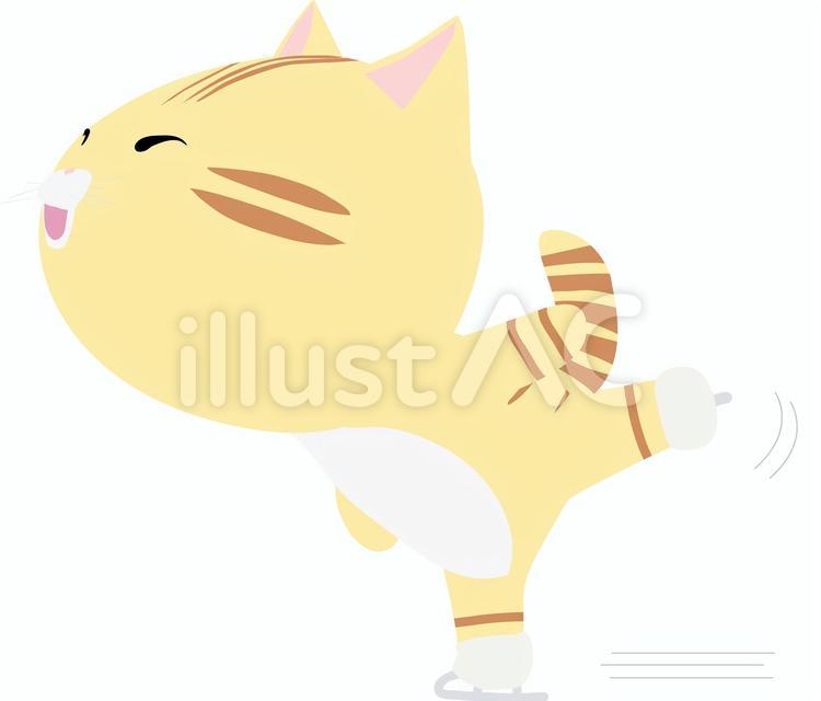 アイススケート2_ちゃとら アイススケート,フィギュアスケート,猫のイラスト素材