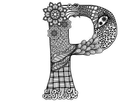 Zentangle English P, JPG Zentangle English P, p, zentangle, alphabet, JPG