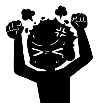 ムキになって怒る人のシルエット ムキになる,ムカつく,怒る,立腹,イライラ,激怒,シルエットのイラスト素材