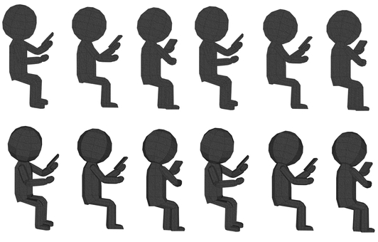 棒人間　ペパクラ風　座ってスマホを見る スマートフォン,スマホ,ネット,インターネット,メール,観る,視聴,座る,人間,人のイラスト素材