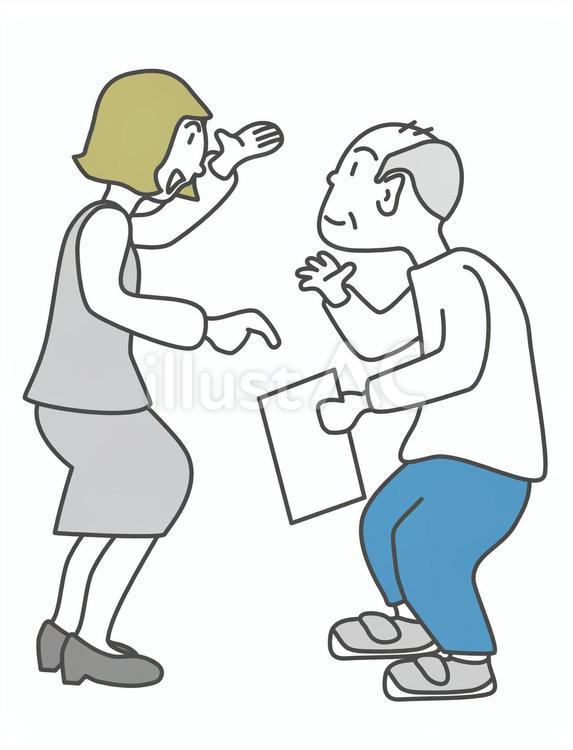 高齢者を案内する笑顔の女性職員 高齢者,案内,説明のイラスト素材