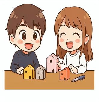 新築を建てようと選んでいる夫婦