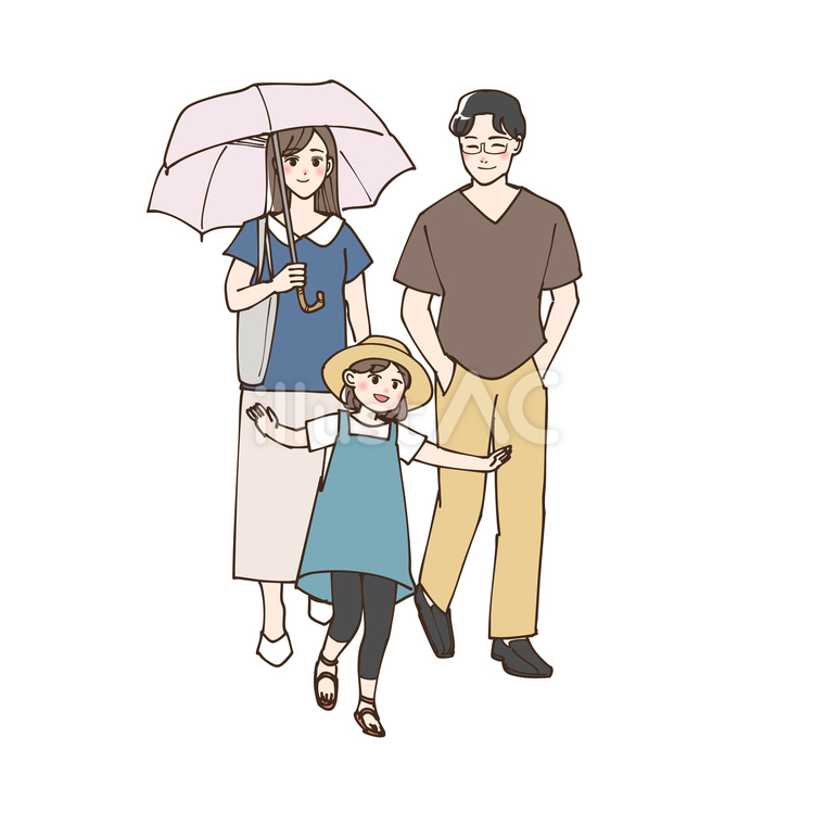 お出かけしている家族 お出かけ,旅行,買い物のイラスト素材