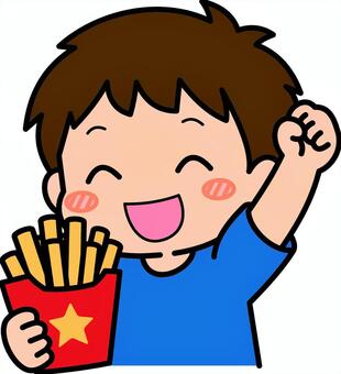 青のフライドポテトの男子です。 フライドポテト,シンプル,食べる,食事,ファストフード,テイクアウト,ポテト,幸せ,食べ物,昼食のイラスト素材