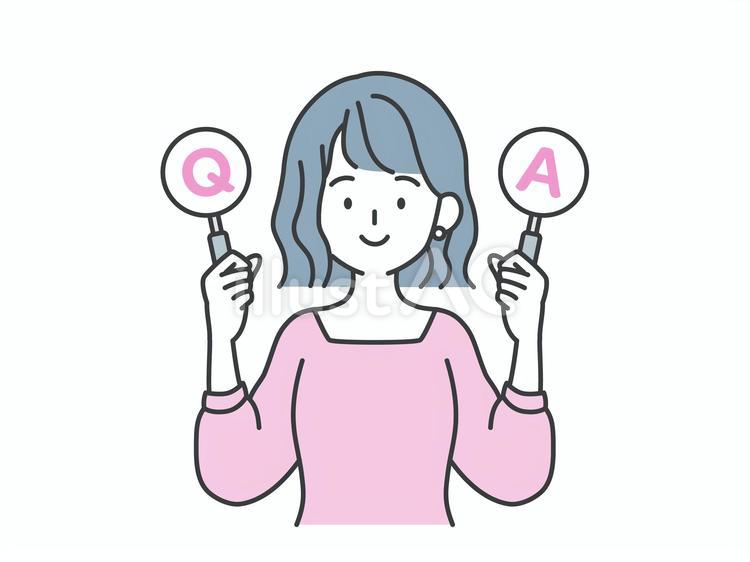 Q&Aの札を持つビジネスウーマン 人物,女,q&aのイラスト素材