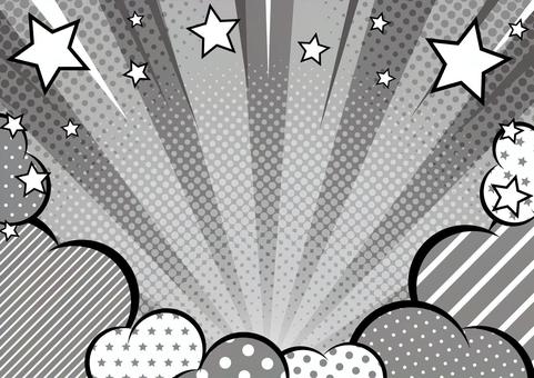 モノトーンのポップな柄と集中線の背景素材 モノトーンのポップな柄と集中線の背景素材 集中線,効果線,煙,雲,ドット,ライン,星,ポップ,モノトーン,背景のイラスト素材