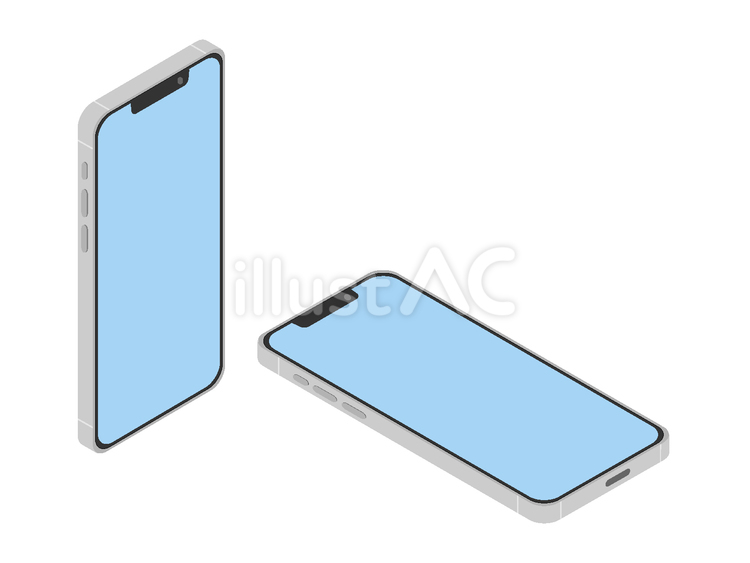アイソメトリック　スマートフォン　青画面 スマートフォン,スマホ,アイソメトリックのイラスト素材