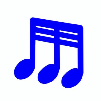 青の手書き32分音符（3連） 32分音符,三十二分音符,音符,3連,おんぷ,楽譜,譜面,音楽,背景透明,pngのイラスト素材