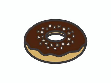 ドーナツ（チョコナッツ）01 ドーナツ,お菓子,チョコ,スイーツ,ナッツ,食べ物,アイコン,マーク,シンプルのイラスト素材