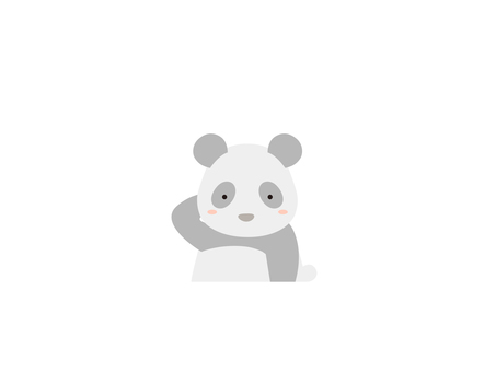 照れるパンダのミニマル 恥ずかしい,赤面,照れ笑い,照れる,戸惑い,照れ隠し,照れくさい,カラー,パンダ,ミニマルのイラスト素材