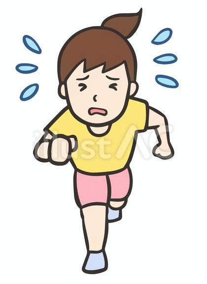 汗をかいて走る女性