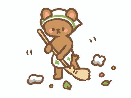 Illustration, clean up, bear, cleaning, 