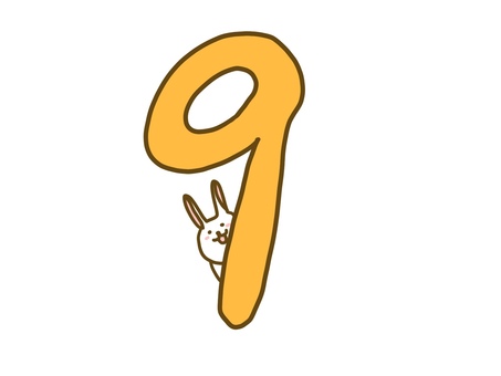 Rabbit peeking out from the number 9, , JPG and PNG