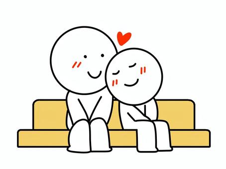 ソファで甘える棒人間 甘える,棒人間,2人,カップル,恋人,ハート,イチャイチャ,嬉しい,楽しい,笑顔のイラスト素材