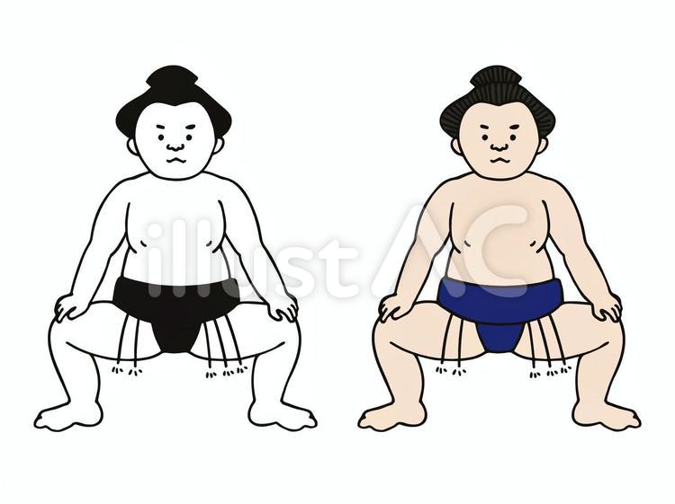 四股を踏む力士のシンプルなイラスト お相撲さん,力士,相撲のイラスト素材