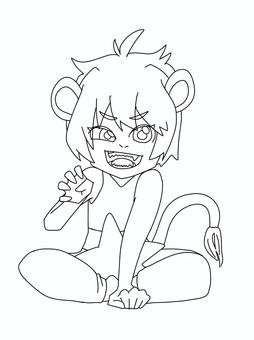 獅子座をモチーフにした女の子 星座,獅子座,モチーフ,女の子,塗り絵のイラスト素材