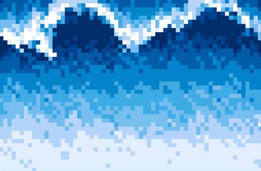 ドット絵背景 波 ドット絵,波,海,レトロゲーム,8ビットのイラスト素材
