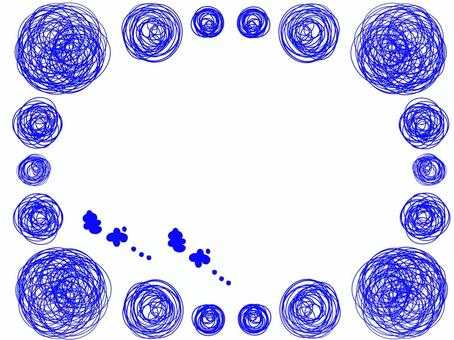 モヤモヤしたフレーム(青) もやもや,フレーム,手書き,気持ち,青,素材,シンプル,ゆるいのイラスト素材