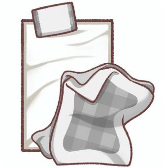 布団・ぐちゃぐちゃ・寝起き 布団,手描き,寝起き,パーツ,灰色,ぐちゃぐちゃ,乱れる,アイコン,掛け布団,枕のイラスト素材
