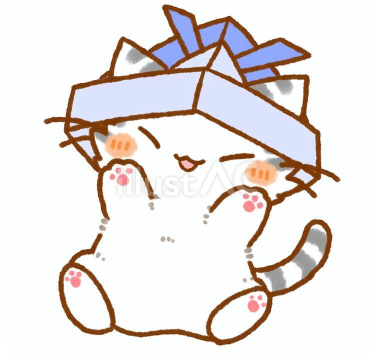 こどもの日の白虎猫さんとかぶとのイラスト こどもの日の白虎猫さんとかぶとのイラスト 猫,白虎猫,トラ猫のイラスト素材