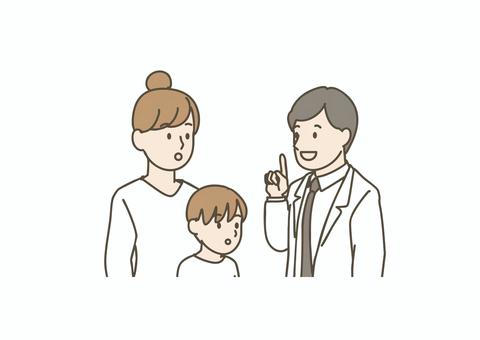 親子に説明する医師 医師,親子,説明,病院,医療,小児科,診察,カウンセリング,相談,医者のイラスト素材