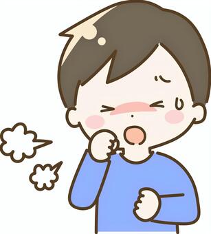 咳をする男の子 男の子,こども,咳,風邪,むせる,咳き込む,汗,しんどい,苦しい,体調不良のイラスト素材